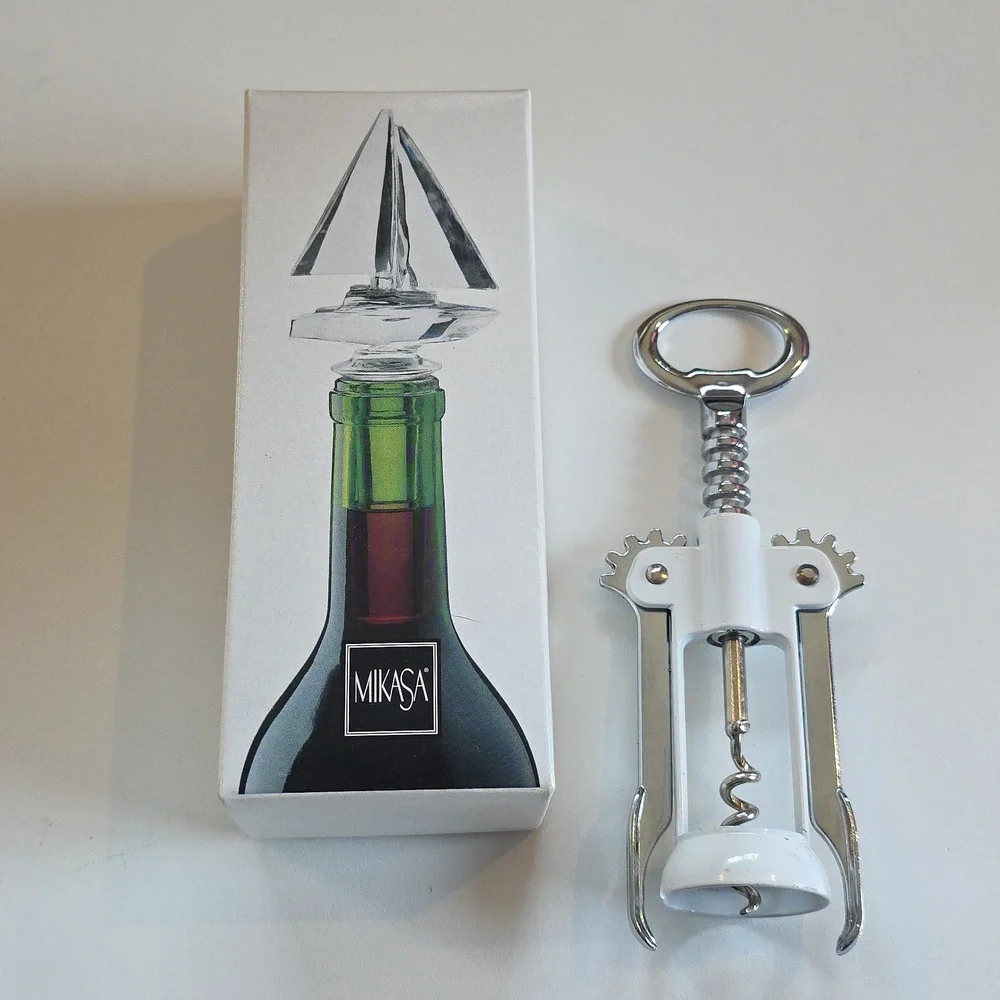 Wine Accessories - Mikasa Clear Crystal Wine Stopper And Corkscrew - Regatta